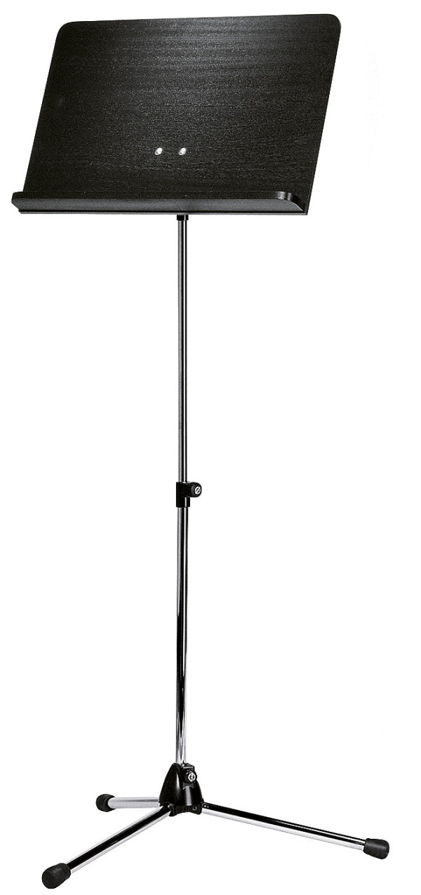 K&M 118/1 Chrome Orchestra Music Stand w/Black Wooden Desk