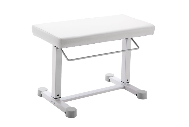 K&M 14080 Banc de piano pneumatique en acier avec siège en similicuir (blanc)