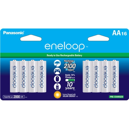 Panasonic Eneloop BK3MCCA16FA AA Rechargeable Ni-MH Batteries