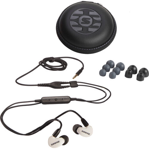 Shure SE215DYWH+UNI Sound-Isolating In-Ear Stereo Earphones with RMCE-UNI Remote Mic Universal Cable (White)