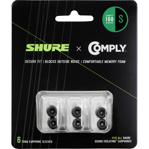 Shure EACYF1-6S 100 Series Comply Foam Sleeves For Shure Earphones (Small, 3 Pair)