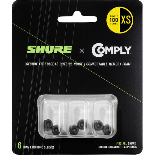 Shure EACYF1-6XS 100 Series Comply Foam Sleeves For Shure Earphones (Extra Small, 3 Pair)