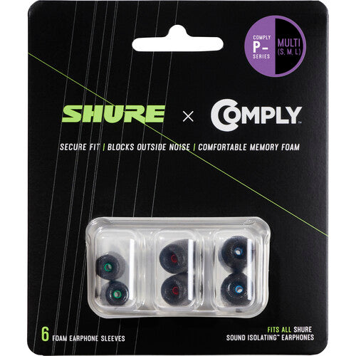 Shure EACYPF-6KIT P Series Comply Foam Sleeves For Shure Earphones (S, M, L, 1 Pair Each)