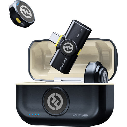 Hollyland HL-LARK M2 USB-C Système de microphone sans fil pour 2 personnes avec connecteur USB-C 2,4 GHz (Shine Charcoal)