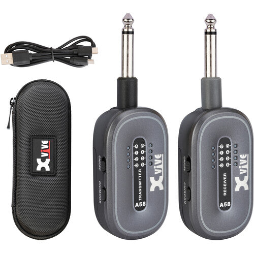 Xvive A58 Guitar Wireless System 5.8 GHz avec 1/4 "émetteur et 1/4" Récepteur (noir)