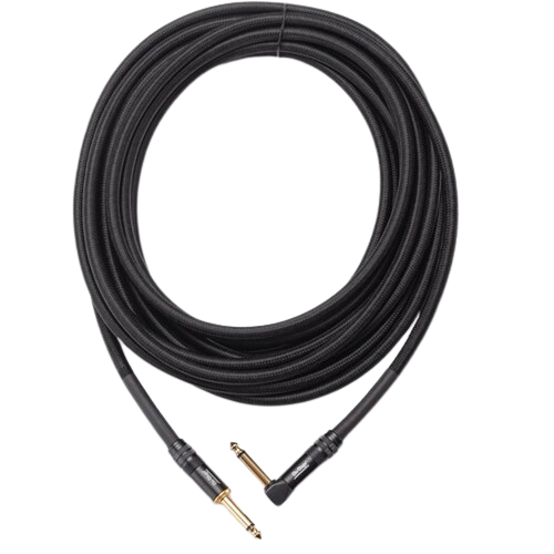 On-Stage OSPRO-ICR-10 Braided Straight 1/4" Male to Right-Angle 1/4" Male Instrument Cable (10')