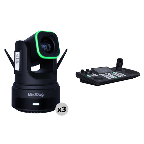 BirdDog X4UCOMBO-B X4 Ultra 4K PTZ 3-Camera Kit With KBD PTZ Controller (Black)