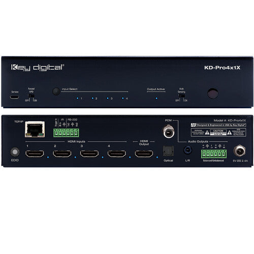 Key Digital KD-PRO4x1X-3 4K/18G HDMI Switcher With Auto Switching And Audio De-Embedding