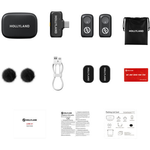 Hollyland LARK A1 DUO 2-Person Wireless Microphone System with USB-C Connector for Mobile Devices (Space Gray) - 2.4 GHz