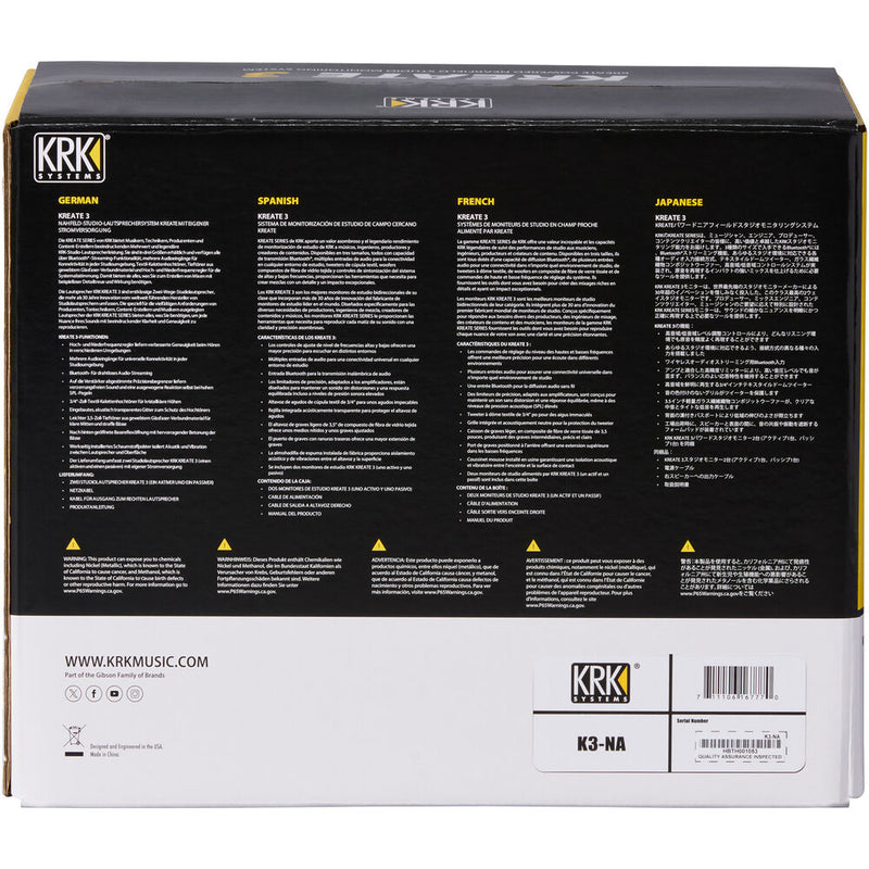 KRK KREATE 3 Active Two-Way Studio Reference Monitor (Black, Pair) - 3.5"