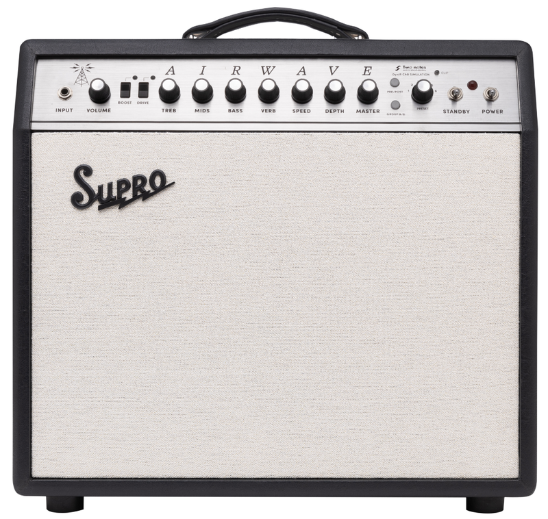 Supro AIRWAVE 25-Watt Combo Amp With Cabinet Simulation (Black & Cream) - 1x12
