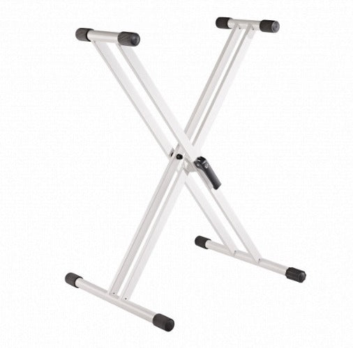 K&M 18993 Double Braced Folding X-Style Keyboard Stand (White)