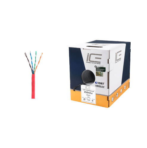 Ice Cable CAT5E/RED Cat5e Cable - 1000ft Box (Red)