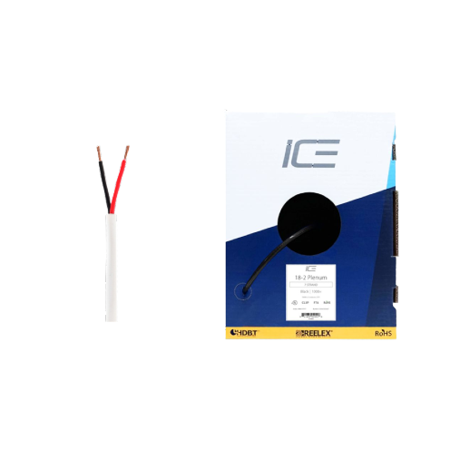 Ice Cable 18-2/P/WHT 18-2 Câble plénum – Boîte de 300 m (Blanc)