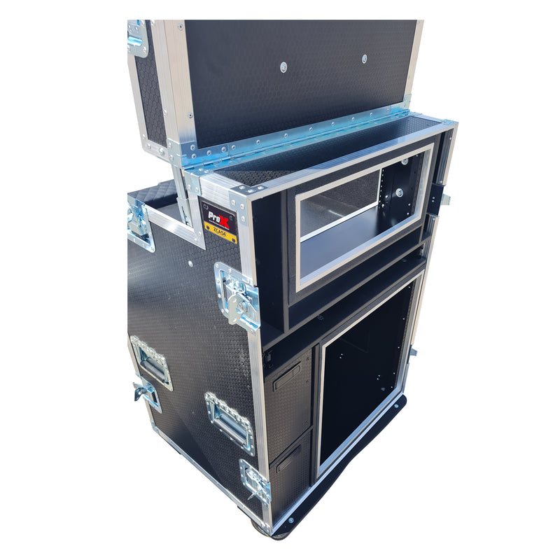 ProX XZF-AVPRO 12U4U Broadcasting Streaming Recording Studio Workstation Case with 4U Top 12U Bottom