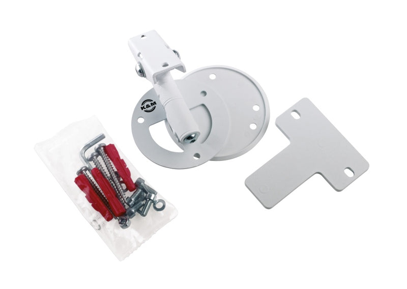 K&M 24161 Speaker Wall Mount Bracket w/45° Tilt (White)