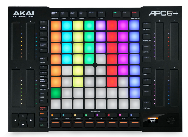 Contrôleur Akai APC64 Ableton Live avec 64 pads sensibles à la vélocité et 8 bandes tactiles assignables