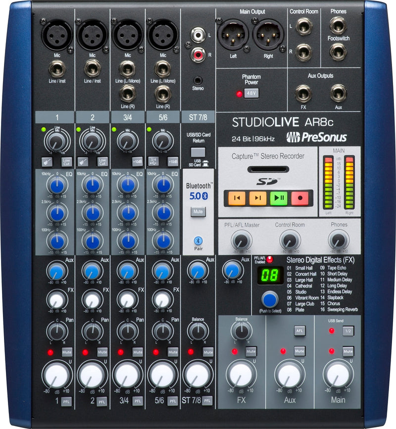 Mélangeur/enregistreur 8 canaux PreSonus StudioLive AR8c avec USB-C