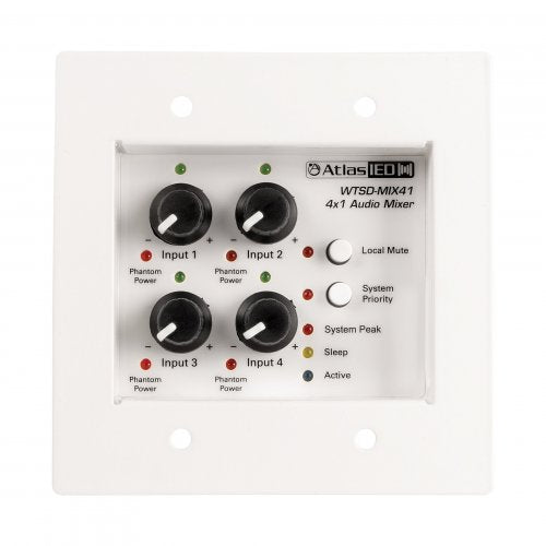 AtlasIED WTSD-MIX41K 4x1 Mic/Line Mixer W/Optional Dante Audio Network Interface