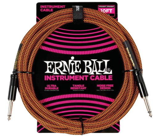 Ernie Ball 6468EB Pumpkin Pie Straight/Straight Instrument Braided Cable - 10ft
