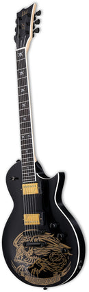 ESP LWAWARBIRDBLKG Will Adler Signature Electric Guitar (Black with Gold Warbird Graphic)