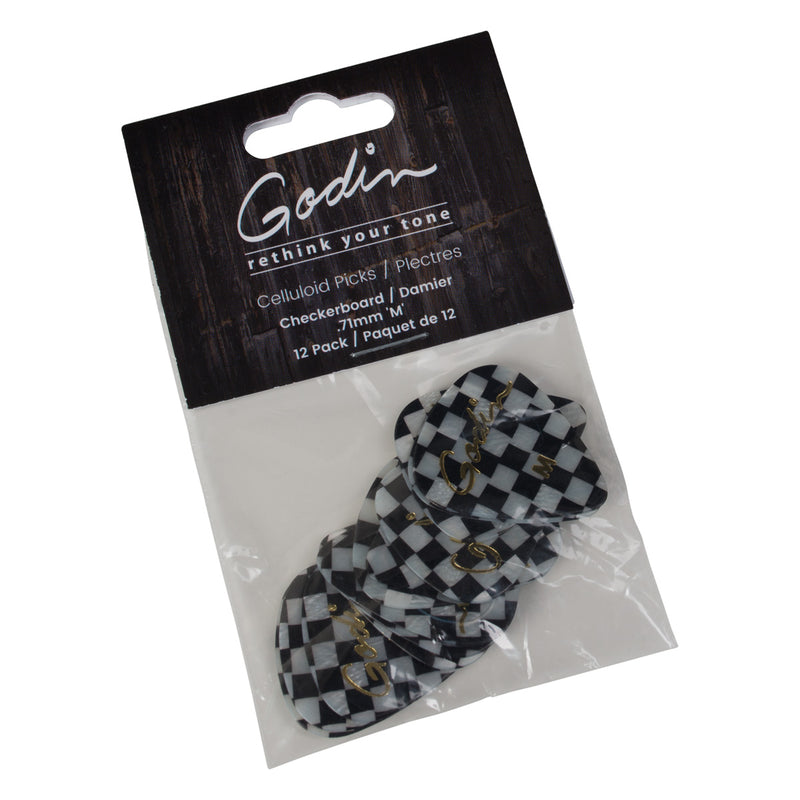 Godin Guitars 049493 Pack of 12 Guitar Picks Medium (Checkerboard) - .71mm