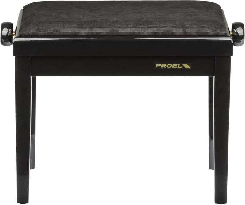 Proel PB90VBBBK Professional Wooden Keyboard Bench With Black Velvet Seat (Black Polished)