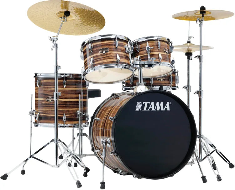 Tama IE50CCTW 5-Piece Complete Drum Set With Snare Drum And Meinl Cymbals (Coffee Teak Wrap)