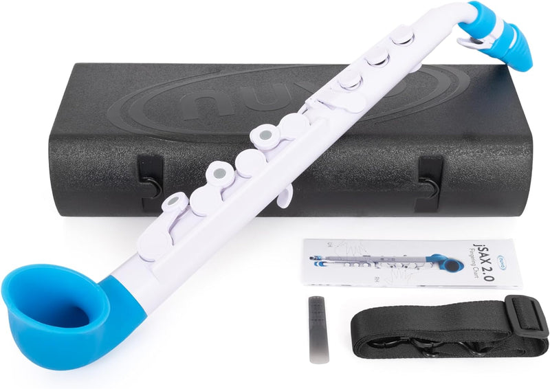 Nuvo N520JWBL jSax Saxophone de démarrage incurvé en plastique V2 (blanc/bleu)