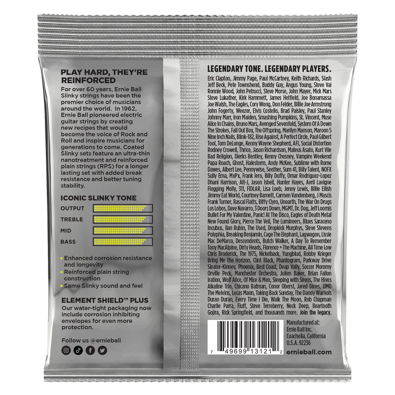 Ernie Ball 3121EB Coated Reglr Slinky Coated Electric Titanium Rps Regular Slinky Set 010 - 046