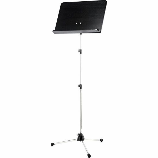 K&M 118/4 Chrome Orchestra Music Stand w/Black Wooden Desk