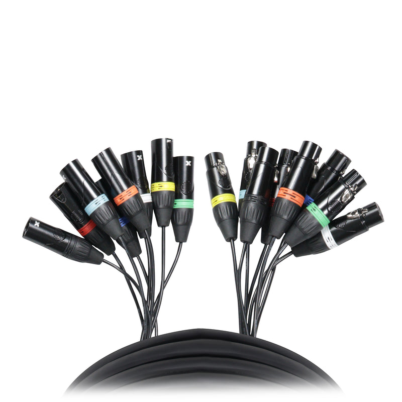 ProX XC-8XLR25 25' Ft. High Performance 8-Channel XLR-F to XLR-M Balanced Snake Audio Cable