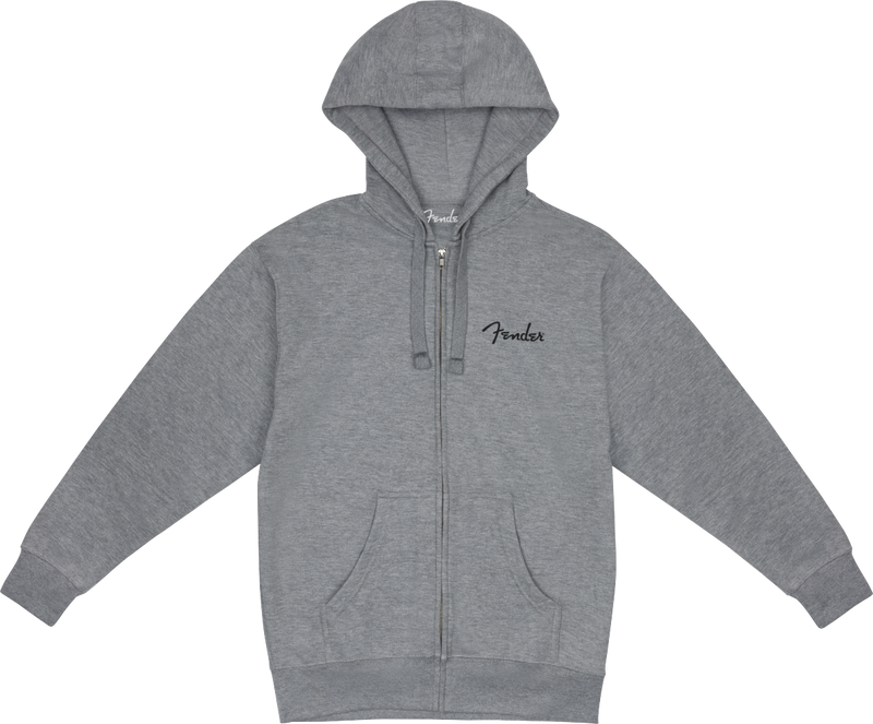 Fender Spaghetti Small Logo Zip Front Hoodie (Gray) - Small