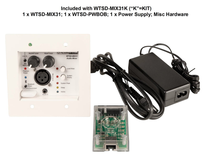 ATLASED WTSD-MIX31K 3x1 micro / ligne, AUX, Bluetooth, mélangeur analogique à plaque murale