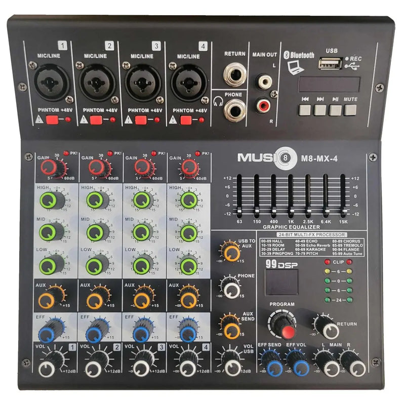 Music 8 MX-4 4-Input Mixer Audio Professional