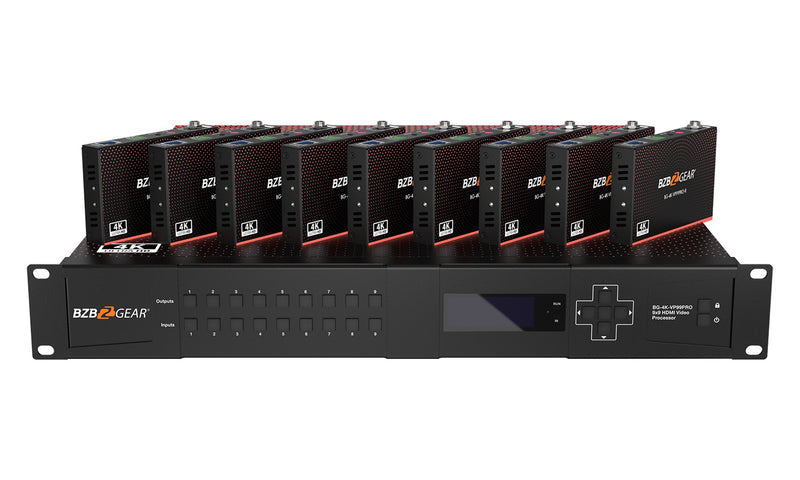 BZB Gear BG-4K-VP99PRO 9x9 4K UHD Seamless HDMI Matrix Switcher/Video Wall Processor/MultiViewer Over Cat5e/6/7 Kit