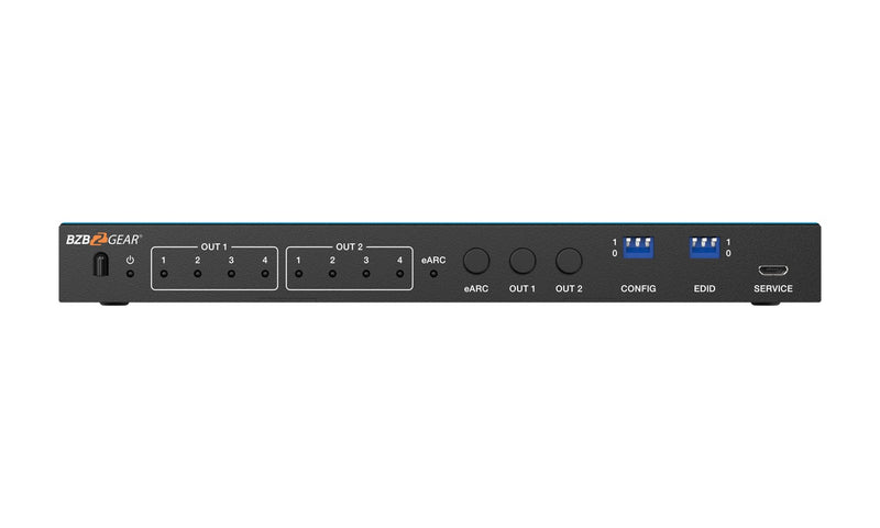 BZB Gear BG-8K-42MA 4x2 8K UHD HDMI 2.1 Matrix Switcher With Auto Downscaling/Audio De-Embedding