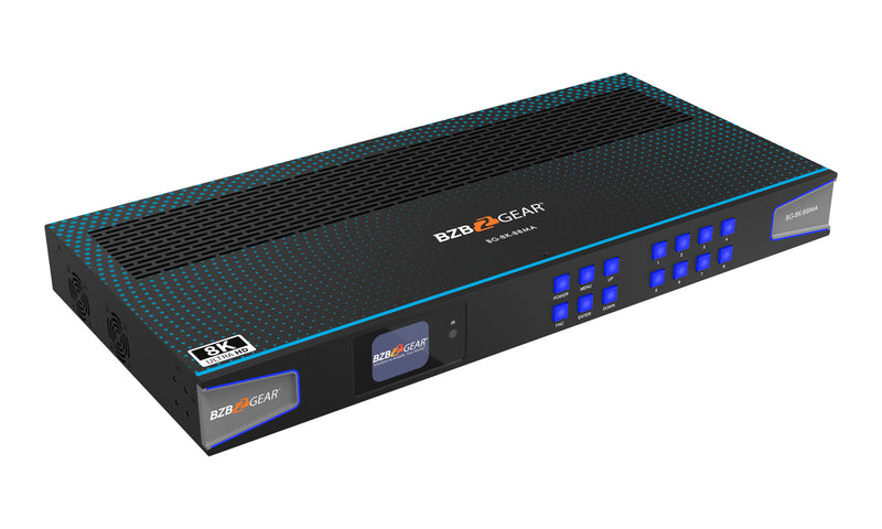 BZB Gear BG-8K-88MA 8x8 8K UHD HDMI 2.1 Matrix Switcher With Auto Downscaling/Audio De-Embedding