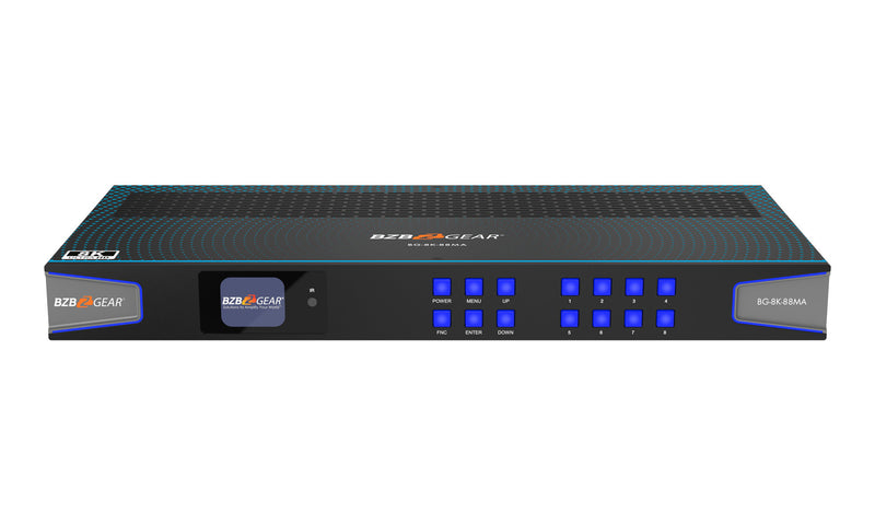 BZB Gear BG-8K-88MA 8x8 8K UHD HDMI 2.1 Matrix Switcher With Auto Downscaling/Audio De-Embedding