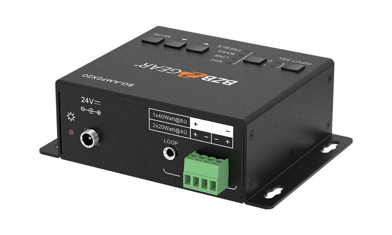 BZB Gear BG-AMP2X20 2-Channel 40W 4/8 Ohms Stereo/Mono Audio Amplifier