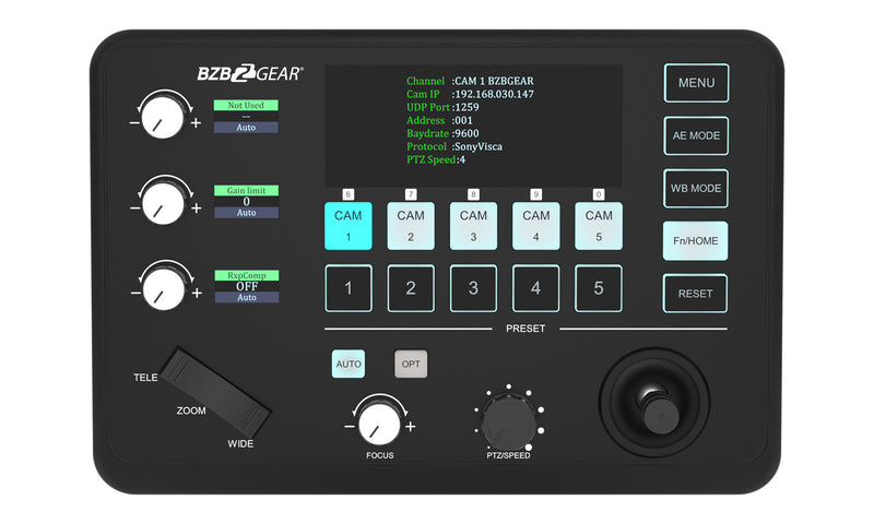BZB Gear BG-COMMANDER-JR Universal Compact Serial And IP PTZ Camera Joystick Controller With RS-232/422 Support
