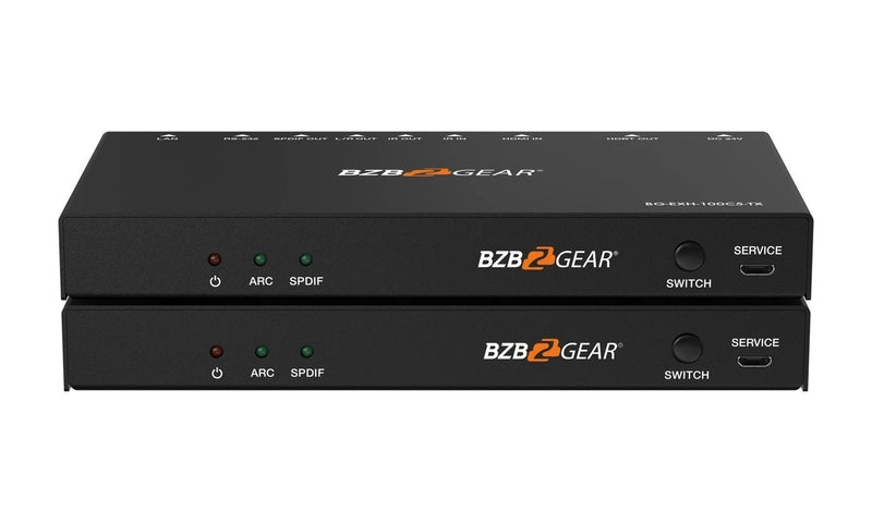 BZB Gear BG-EXH-100C5 4K UHD HDMI HDBaseT Extender With IR/ARC/PoC/RS-232/Ethernet And Audio Embedding/De-Embedding