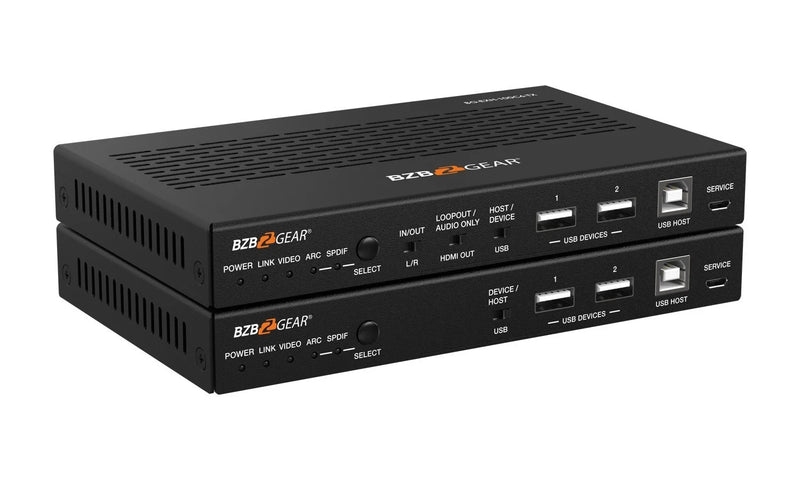 BZB Gear BG-EXH-100C6 4K UHD HDMI/HDBaseT 3.0 Extender With IR/eARC/ARC/PoC/RS-232/Ethernet/USB 2.0 And Audio Embedding/De-embedding