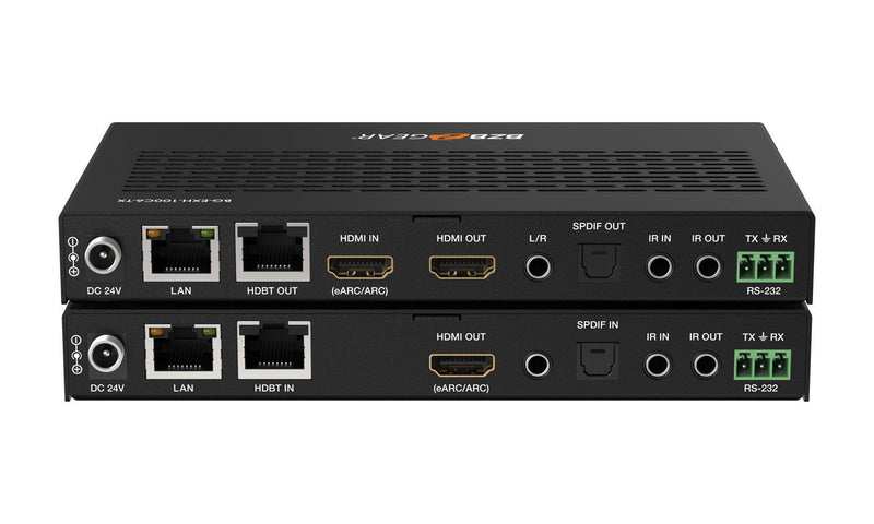 BZB Gear BG-EXH-100C6 4K UHD HDMI/HDBaseT 3.0 Extender With IR/eARC/ARC/PoC/RS-232/Ethernet/USB 2.0 And Audio Embedding/De-embedding