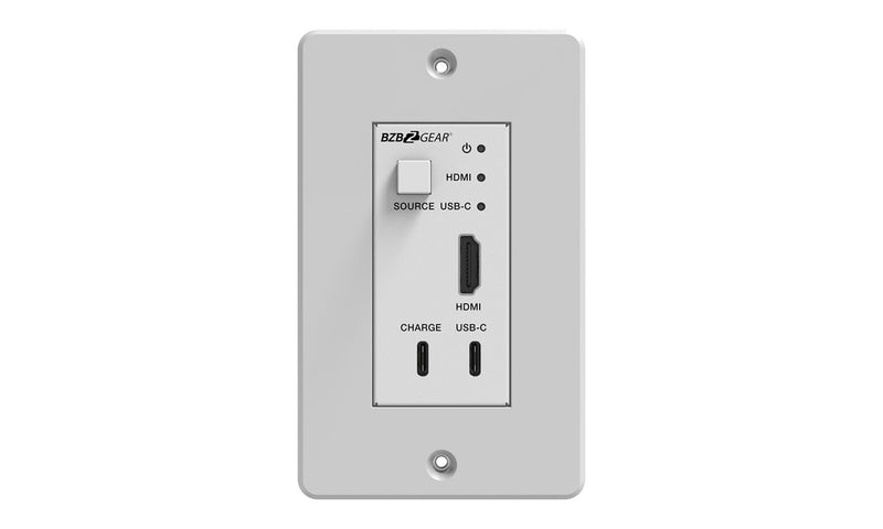 BZB Gear BG-EXH-50UWP-W 4K UHD 18Gbps HDMI/USB-C Wall Plate Transmitter/Receiver Kit