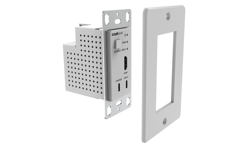 BZB Gear BG-EXH-50UWP-W 4K UHD 18Gbps HDMI/USB-C Wall Plate Transmitter/Receiver Kit