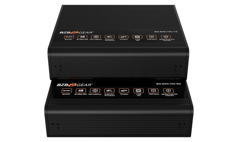 BZB Gear BG-EXH-70C 4K UHD HDMI Extender Over Cat5e/6 With Bi-directional IR And Zero Latency