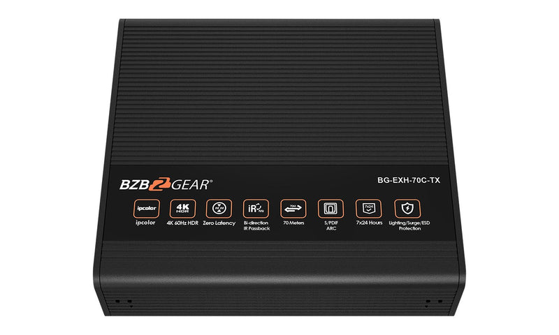 BZB Gear BG-EXH-70C 4K UHD HDMI Extender Over Cat5e/6 With Bi-directional IR And Zero Latency