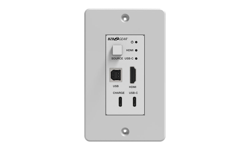 BZB Gear BG-EXH-70UWP-W 4K UHD 18Gbps HDBaseT HDMI/USB-C/KVM Wall Plate Transmitter/Receiver Kit