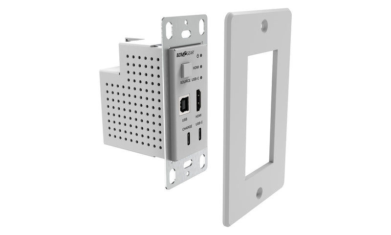 BZB Gear BG-EXH-70UWP-W 4K UHD 18Gbps HDBaseT HDMI/USB-C/KVM Wall Plate Transmitter/Receiver Kit